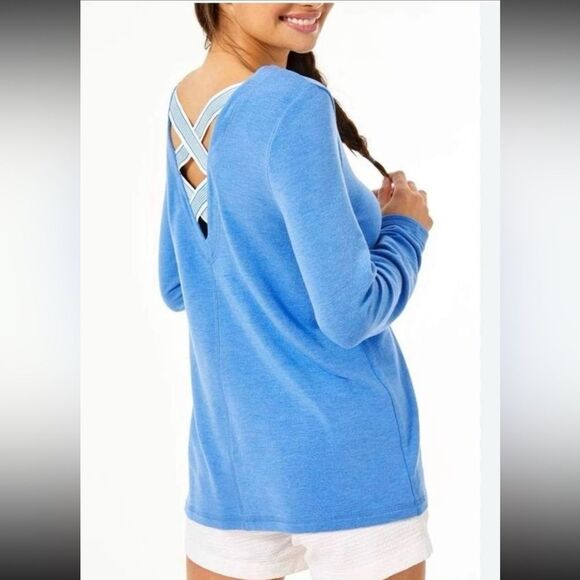 Lilly Pulitzer Tops - Lilly Pulitzer luxletic Areli pullover in heathered Bennett blue stretchy bands